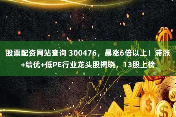 股票配资网站查询 300476，暴涨6倍以上！滞涨+绩优+低PE行业龙头股揭晓，13股上榜