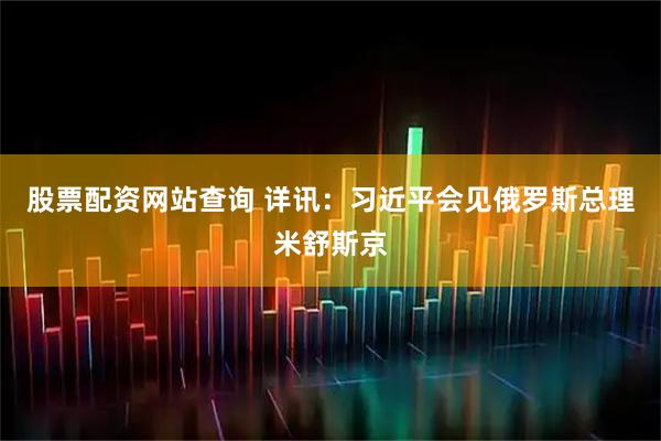 股票配资网站查询 详讯：习近平会见俄罗斯总理米舒斯京